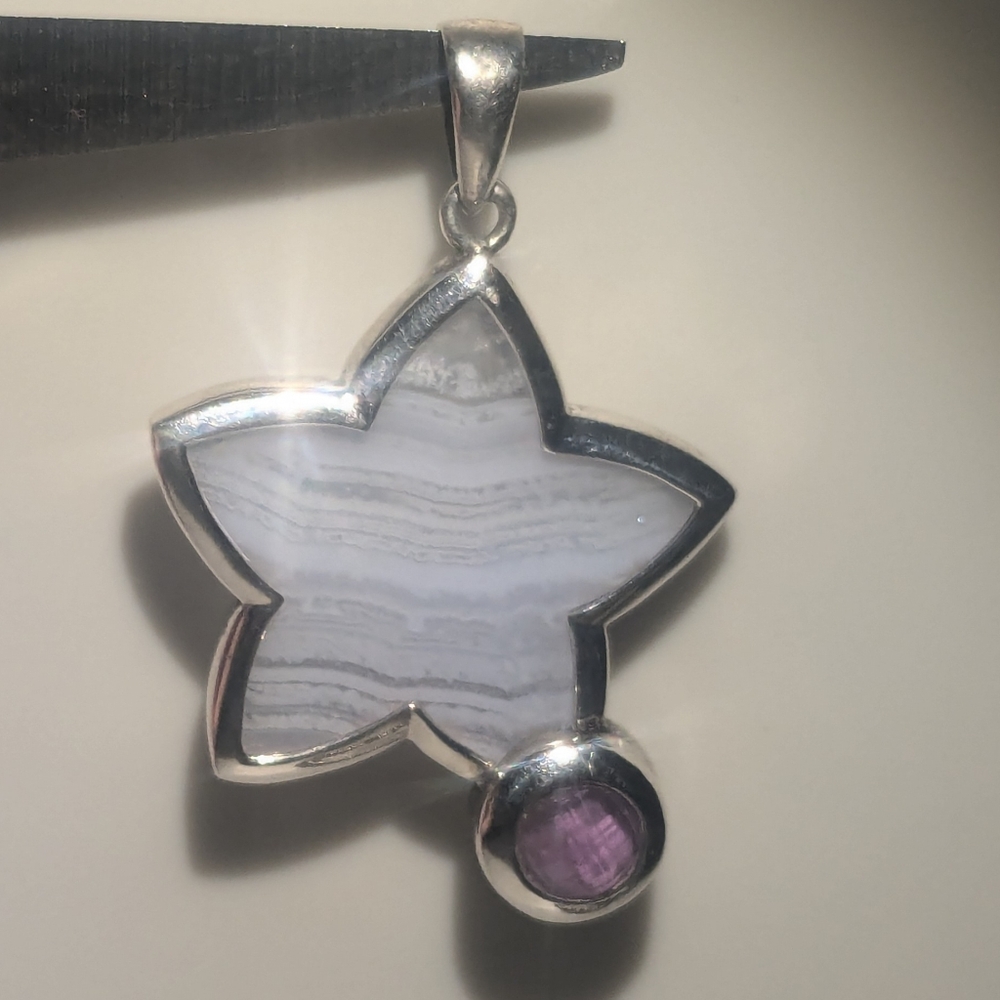 WK Whitney Kelly Blue Lace Agate Star Pendant